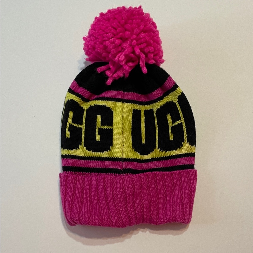 UGG logo Beanie in Pink and Yellow